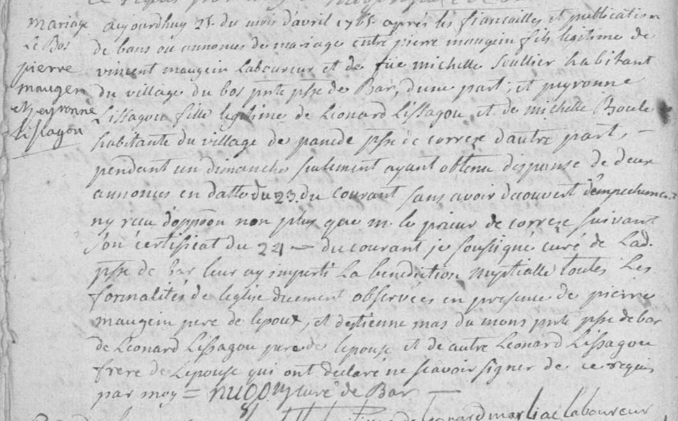 Mariage Maugen Pierre - Lissajou Peyronne 25_04_1765.jpg